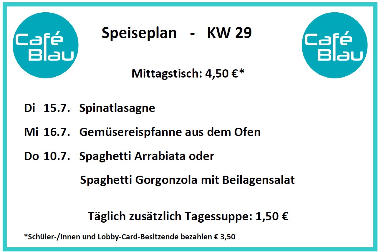 Speiseplan KW29